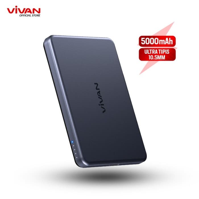 POWERBANK VIVAN VPB-W05 ULTRA THIN POWERBANK WIRELESS 5000mAh MAGNETIK 15W PD 20W — DARK PURPLE
