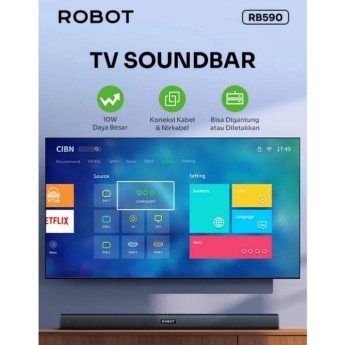 SPEAKER ROBOT RB590 SOUNDBAR BLUETOOTH DUAL CONNECTION