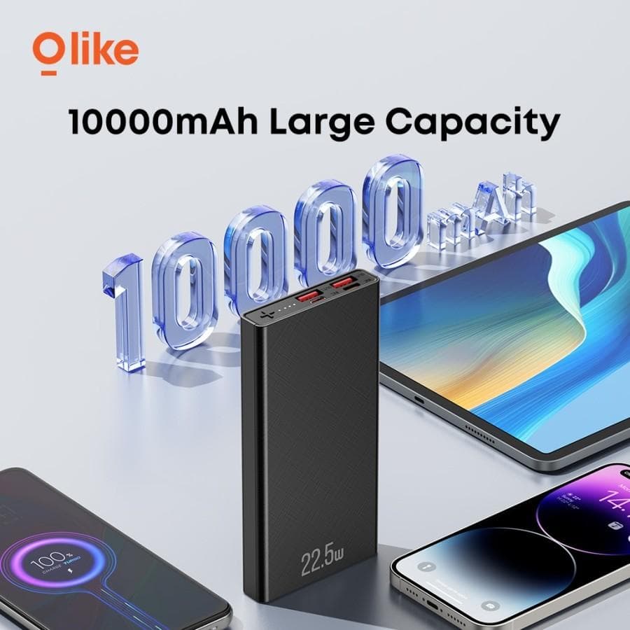 POWERBANK OLIKE P200 10.000 mAh 22.5W QC 3.0 USB TYPE C 3 PORT OUTPUT FAST CHARGING