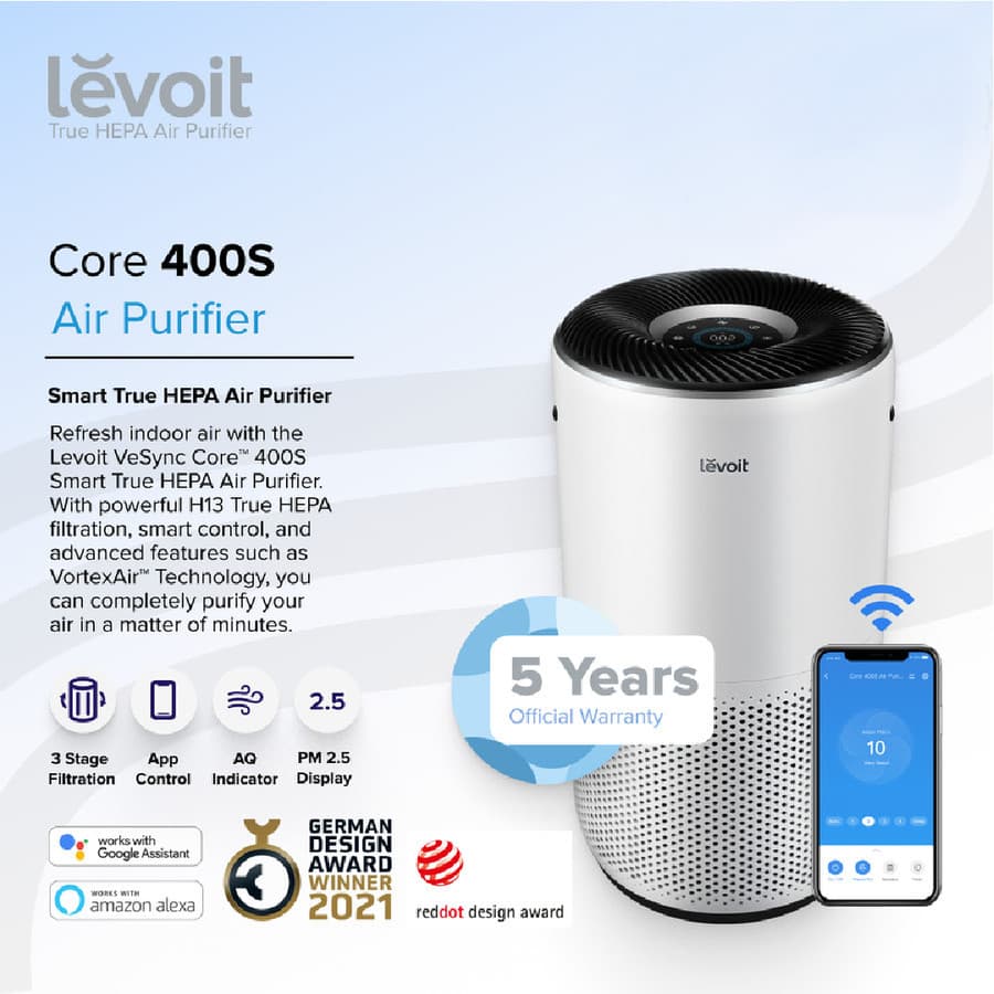 AIR PURIFIER LEVOIT CORE 400S SMART WiFi TRUE HEPA H13 - (LAP-C401S-WAAA)