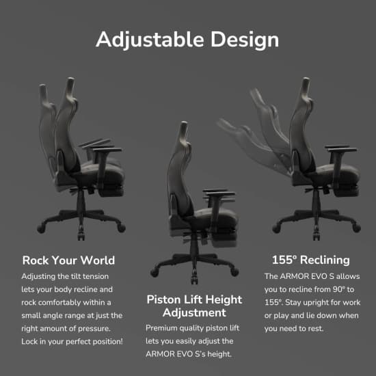 KURSI GAMING COUGAR ARMOR EVO S SERIES ADJUSTABLE HAND REST WITH FOOTREST SUPPORT
