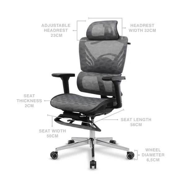KURSI REXUS NC5 ERGONOMIC OFFICE CHAIR WITH FOOTREST