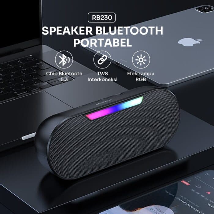 SPEAKER ROBOT RB230 BLACK RGB LIGHT SUPER BASS