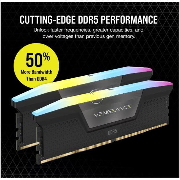 RAM PC DDR5 CORSAIR VENGEANCE RGB 64GB (2x32GB) 6000Mhz