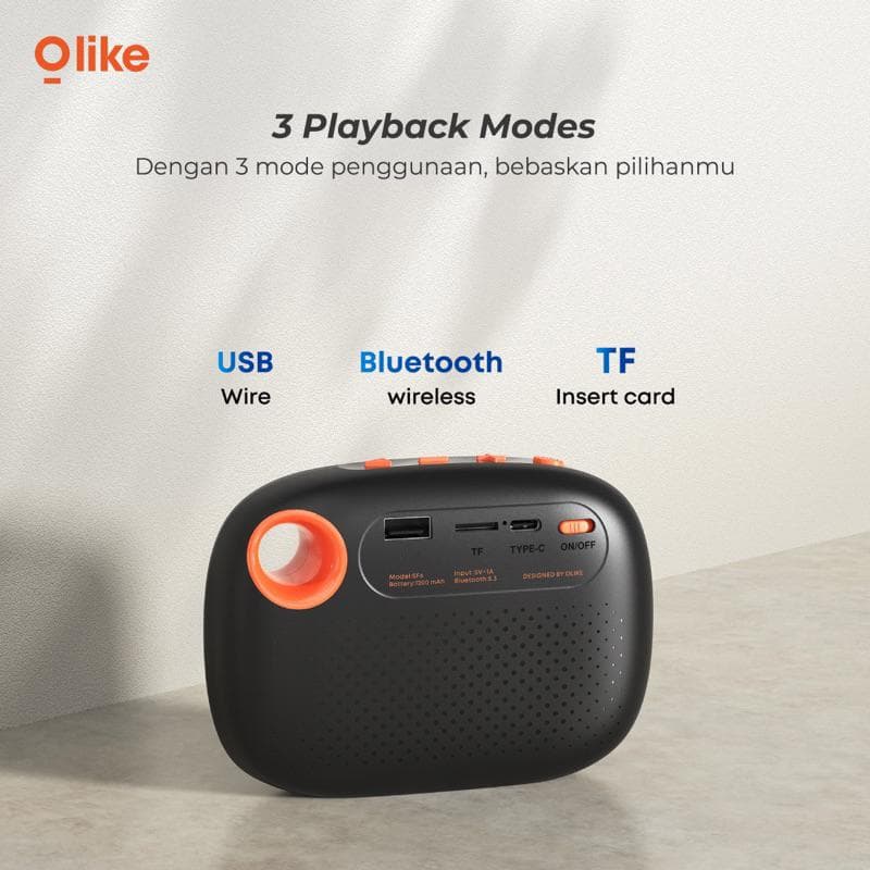 SPEAKER OLIKE SF6 BEATZ WIRELESS BLUETOOTH PORTABLE SPEAKER STEREO BASS