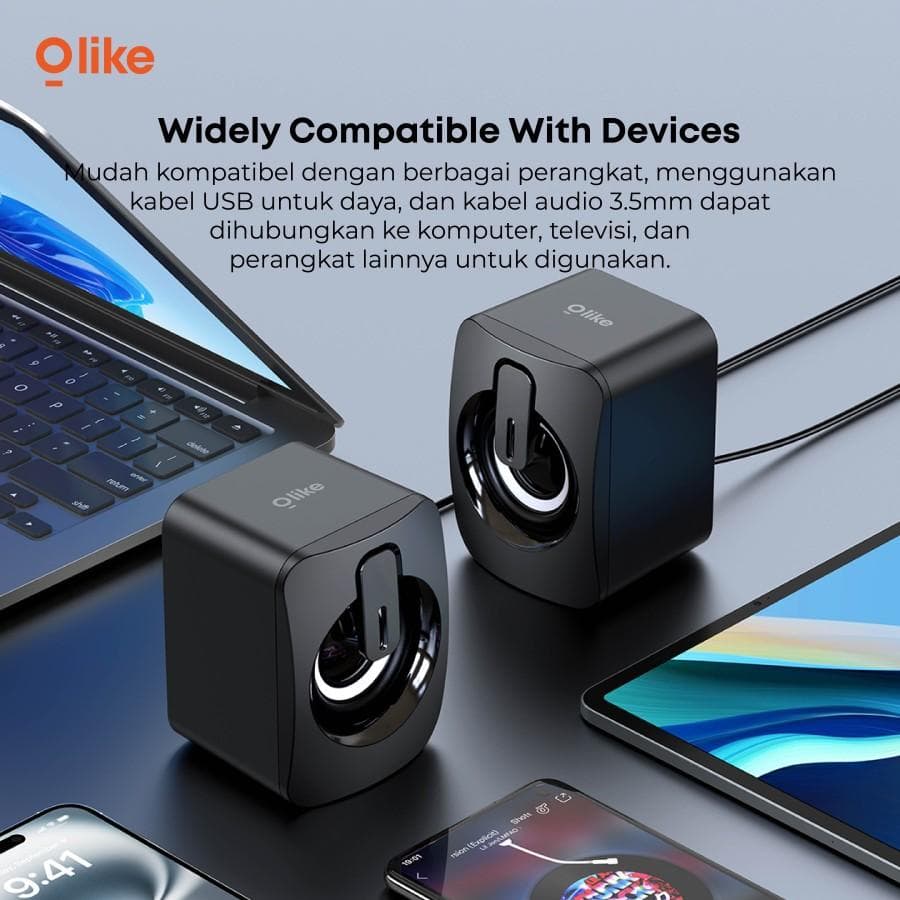 SPEAKER OLIKE SC01 WIRED SPEAKER 4W STEREO SOUND PC AUX 3.5mm JACK AUDIO