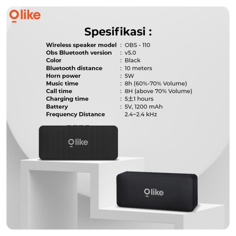 SPEAKER OLIKE OBS-110 WIRELESS PORTABLE BLUETOOTH 5.0 USB TF MICROSD