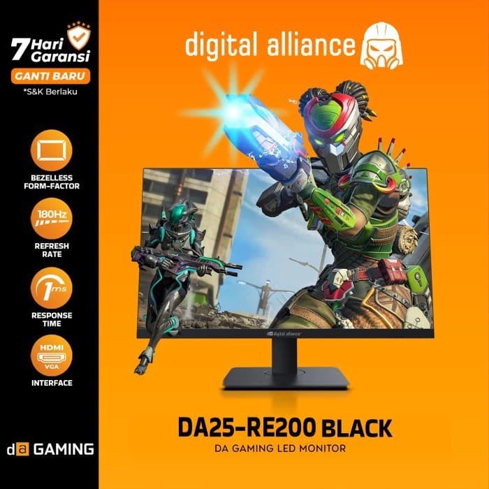 MONITOR DIGITAL ALLIANCE DA25-RE200 FLAT IPS FHD (1920x1080) 200Hz 99% sRGB (Black & White)
