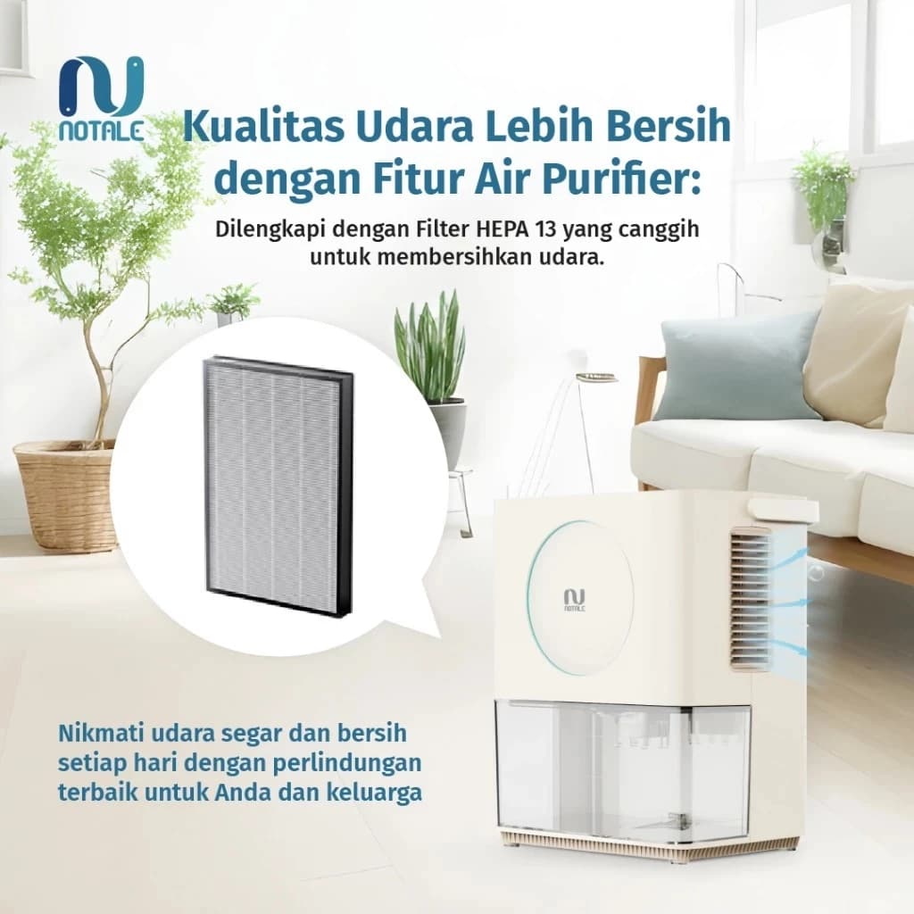 DEHUMIDIFIER WITH AIR PURIFIER NOTALE DUICO PEMBERSIH DAN PENYERAP LEMBAB RUANGAN 30m² - (NTL-DA099)