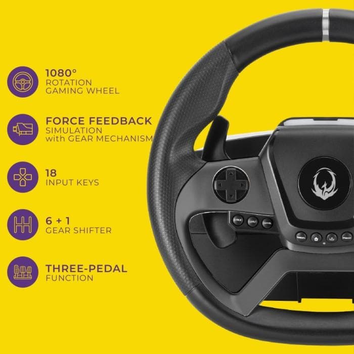 RYUNIX STEERING WHEEL GAMEPAD SADES FORCE FEEDBACK RACING XR1 (STEERING WHEEL - SHIFTER - PEDAL)