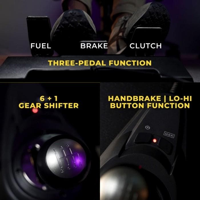 RYUNIX STEERING WHEEL GAMEPAD SADES FORCE FEEDBACK RACING XR1 (STEERING WHEEL - SHIFTER - PEDAL)