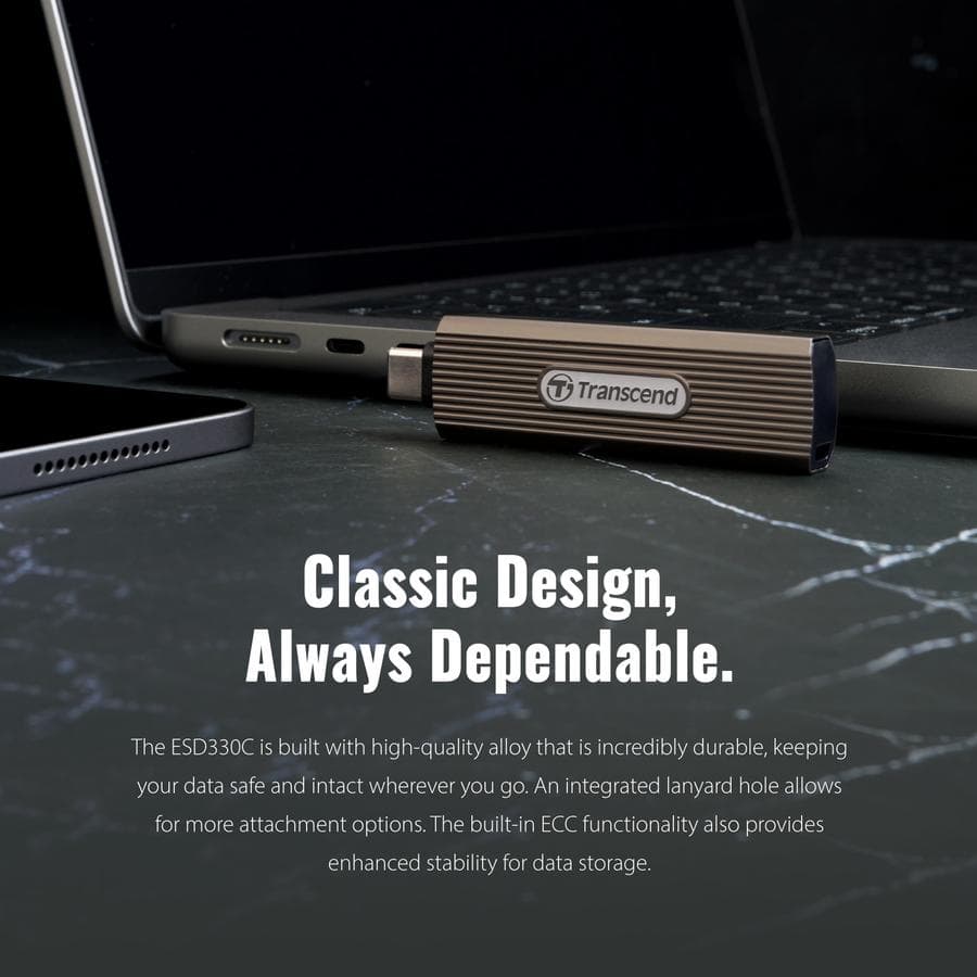 SSD EXTERNAL TRANSCEND ESD330C USB 3.2 GEN 2x1 TYPE-C (USB 10Gbps) RETRACTABLE - 512GB