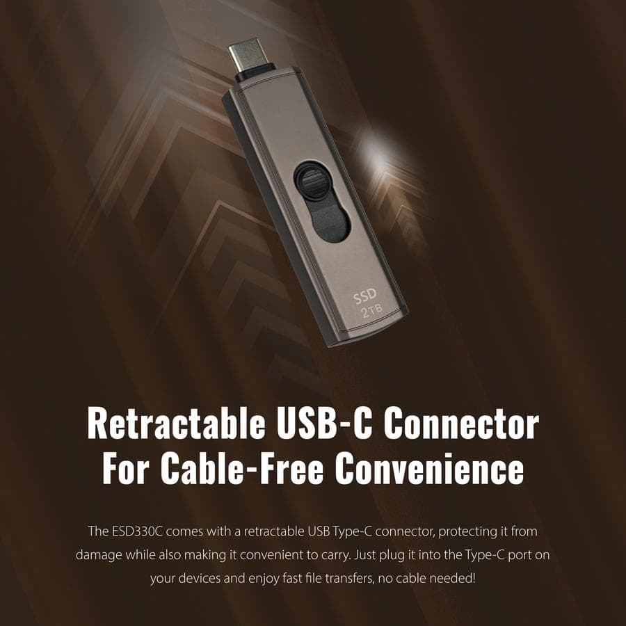 SSD EXTERNAL TRANSCEND ESD330C USB 3.2 GEN 2x1 TYPE-C (USB 10Gbps) RETRACTABLE - 512GB