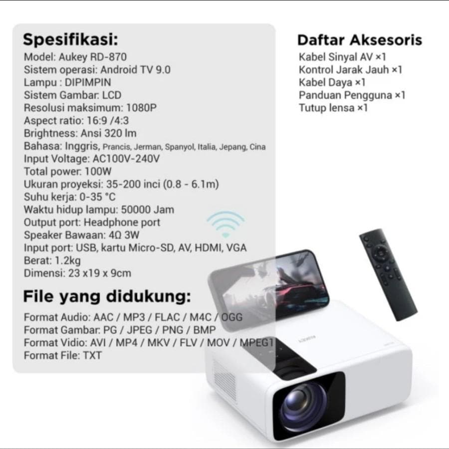 PROJECTOR AUKEY RD-870S CINEX PROJECTOR MINI 1080P FHD