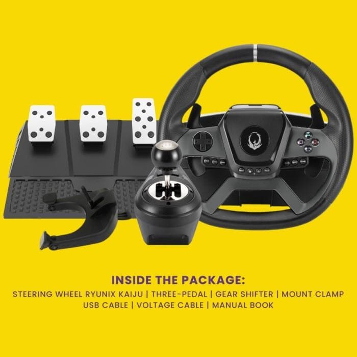 RYUNIX STEERING WHEEL GAMEPAD SADES FORCE FEEDBACK RACING XR1 (STEERING WHEEL - SHIFTER - PEDAL)