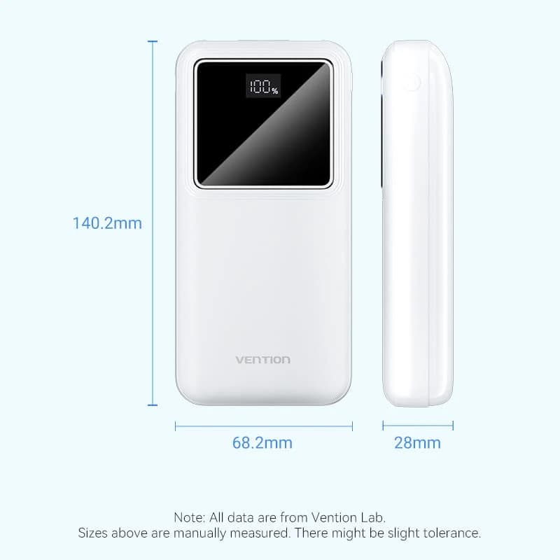 VENTION POWERBANK 20000mAh 22.5W (MICRO-USB + USB-C + USB-A) LED DISPLAY TYPE (FHLB0 – FHLW0)