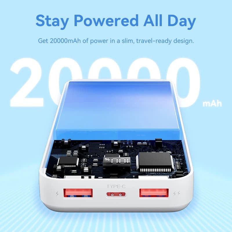 VENTION POWERBANK 20000mAh 22.5W (MICRO-USB + USB-C + USB-A) LED DISPLAY TYPE (FHLB0 – FHLW0)