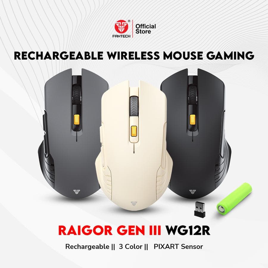 MOUSE FANTECH RAIGOR III WG12R WIRELESS RECHARGEABLE DUAL CONNECTION