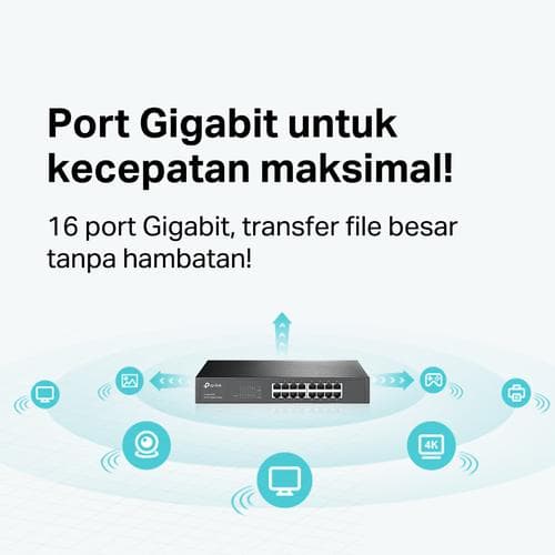TP-LINK TL-SG1016D SWITCH 16-PORT GIGABIT UNMANAGED SWITCH 10/100/1000Mbps