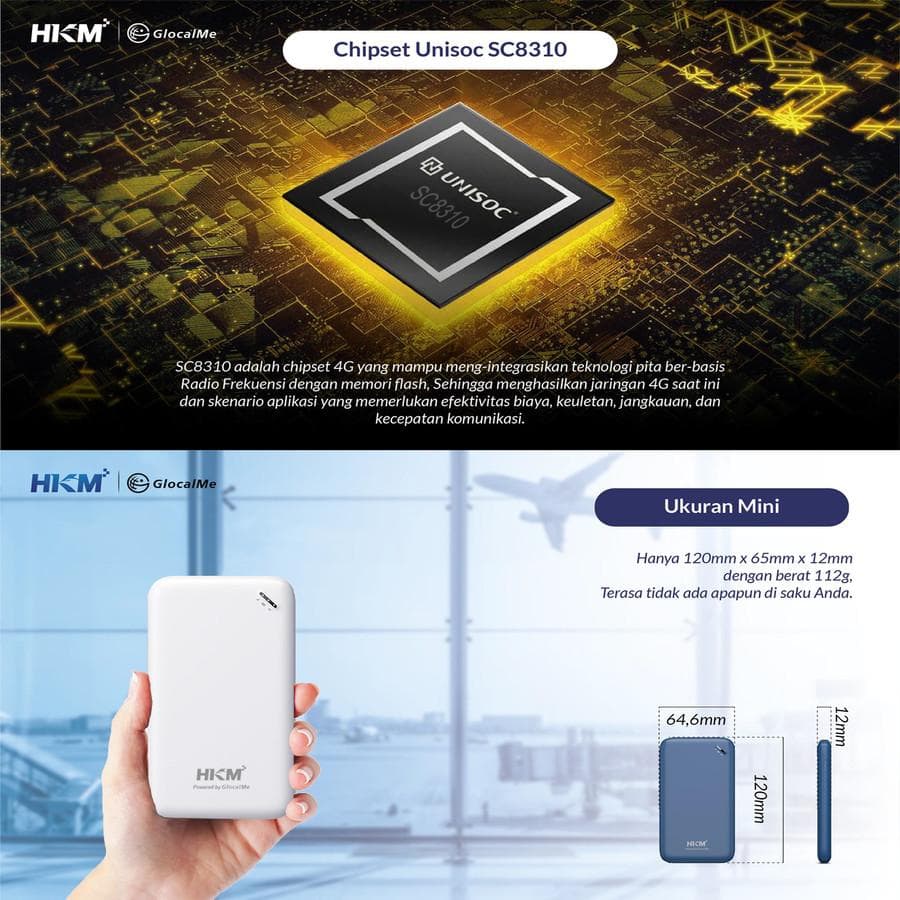 MODEM WIFI HUAWEI HKM G009 GLOCALME 4G UNLIMITED WORLDWIDE ROAMING 6BLN + INDOSAT 215GB 1TH 150GB