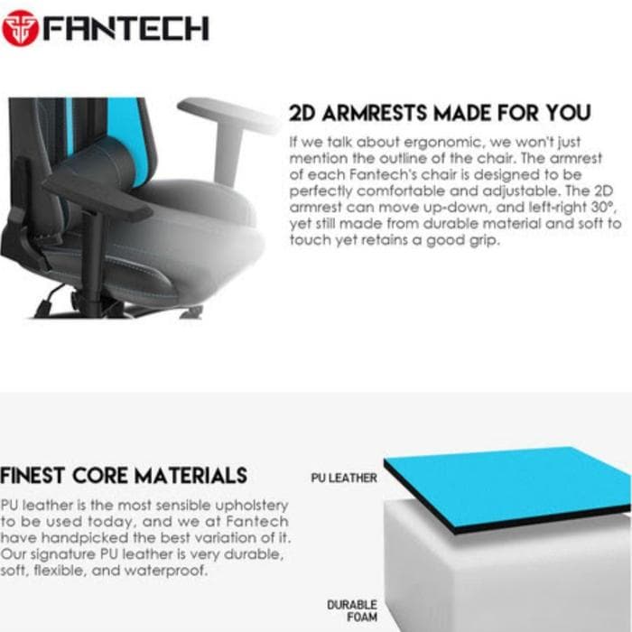 KURSI FANTECH KORSI GC-191 GAMING CHAIR ADJUSTABLE ARMREST