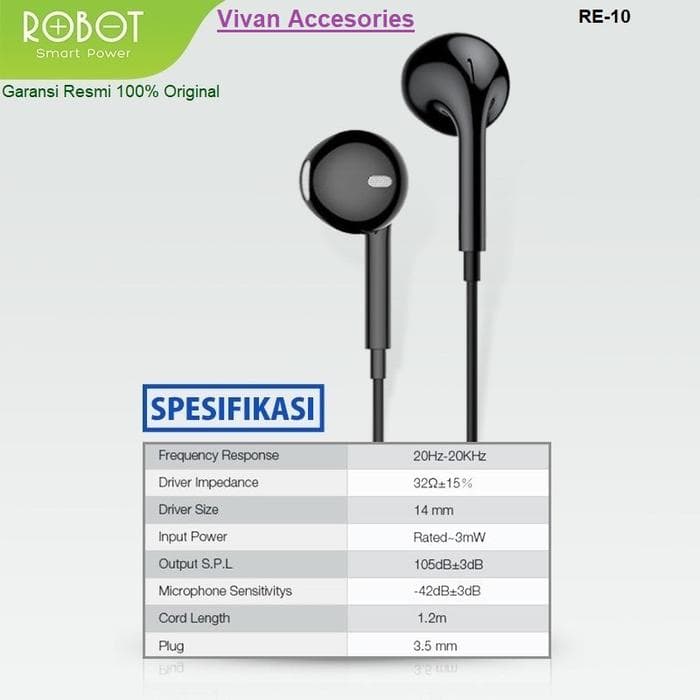 EARPHONE ROBOT RE10 KABEL WITH SEMI IN-EAR