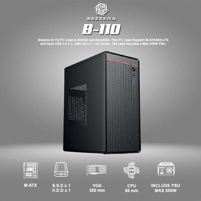 CASING BEZZERA B-110 MIDDLE TOWER INCLUDE PSU 500W - mATX