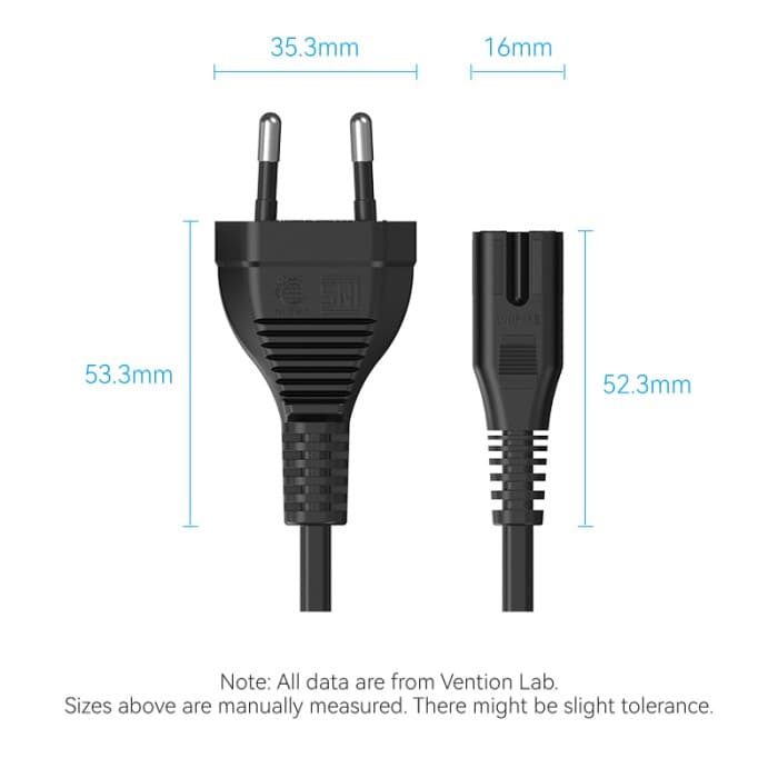 VENTION 2-Prong Power Cord 1.8M C7 Connector EU Plug (ZCIBAC)