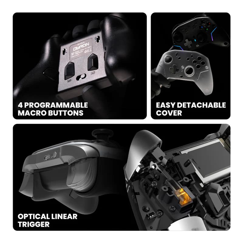 GAMEPAD REXUS DYRON DX-AX9 WIRELESS CONTROLLER WITH HOT SWAPPABLE TMR JOYSTICK & OPTICAL TRIGGER