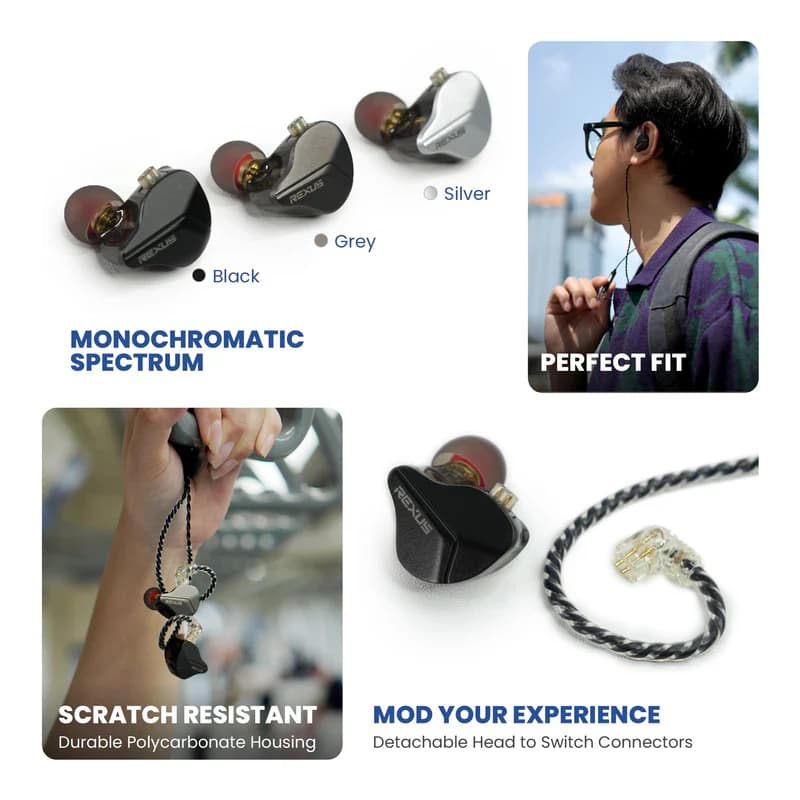EARPHONE IEM REXUS EM100 IN EAR MONITOR 10mm WITH MIC