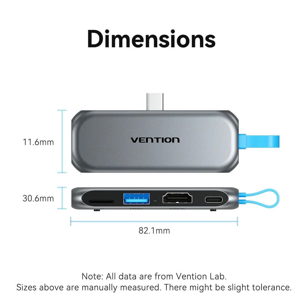 VENTION USB HUB 4-IN-1 USB-C CABLE-FREE DOCKING STATION WITH HDMI MICROSD USB-C USB-A (THYH0)