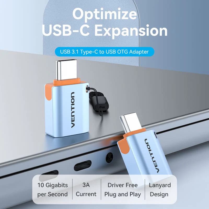 VENTION USB 3.1 TYPE-C MALE TO USB FEMALE OTG ADAPTER WITH LANYARD ALUMINUM ALLOY TYPE - (CUBH0)