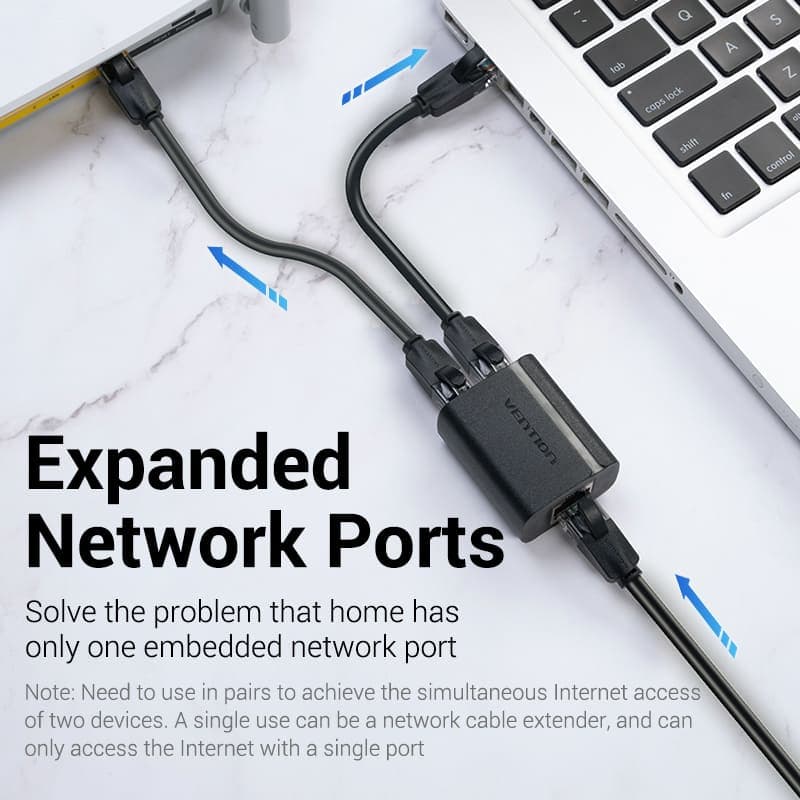 VENTION RJ45 SPLITTER ADAPTER BLACK PVC TYPE - IPTB0