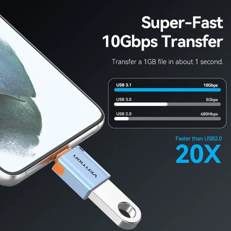 VENTION USB 3.1 TYPE-C MALE TO USB FEMALE OTG ADAPTER WITH LANYARD ALUMINUM ALLOY TYPE - (CUBH0)