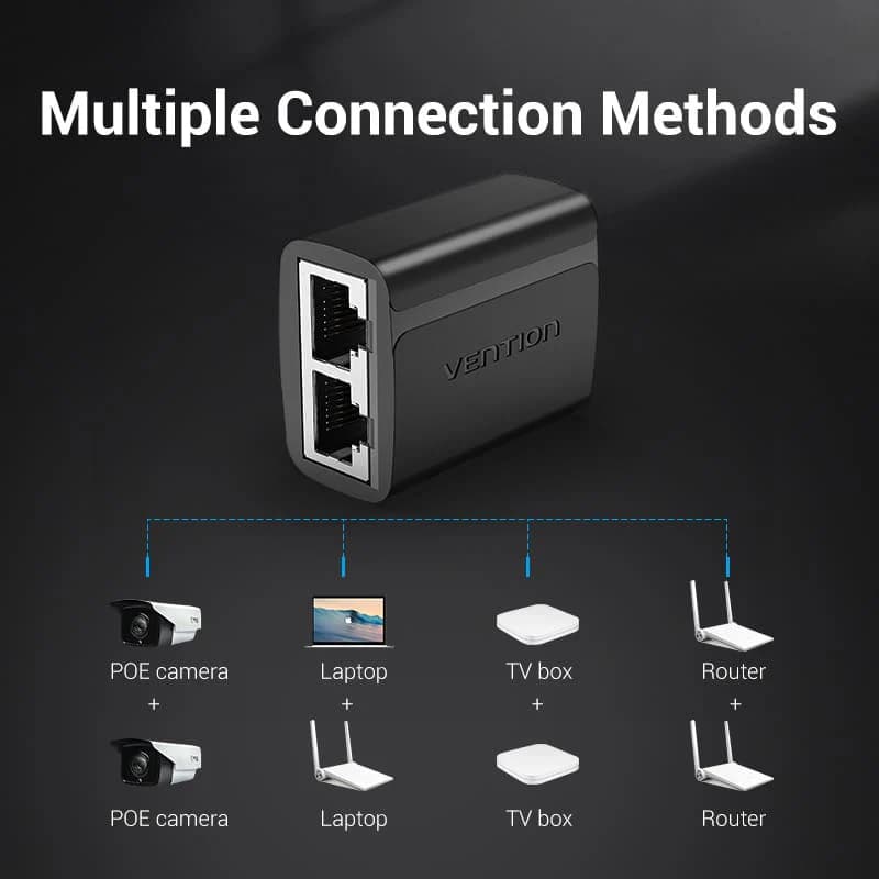 VENTION RJ45 SPLITTER ADAPTER BLACK PVC TYPE - IPTB0