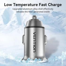 VENTION 30W TWO-PORT CAR CHARGER (USB-A + USB-C) ABS TYPE - (K11B0)