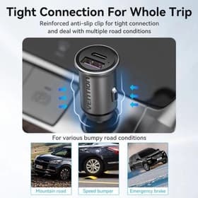 VENTION 30W TWO-PORT CAR CHARGER (USB-A + USB-C) ABS TYPE - (K11B0)