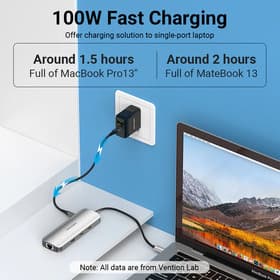 VENTION USB HUB 8-IN-1 USB-C TO HDMI USB 3.0 RJ45 0.15m DOCKING STATION ALUMINUM ALLOY (TOKHB)