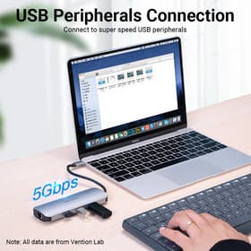 VENTION USB HUB 8-IN-1 USB-C TO HDMI USB 3.0 RJ45 0.15m DOCKING STATION ALUMINUM ALLOY (TOKHB)
