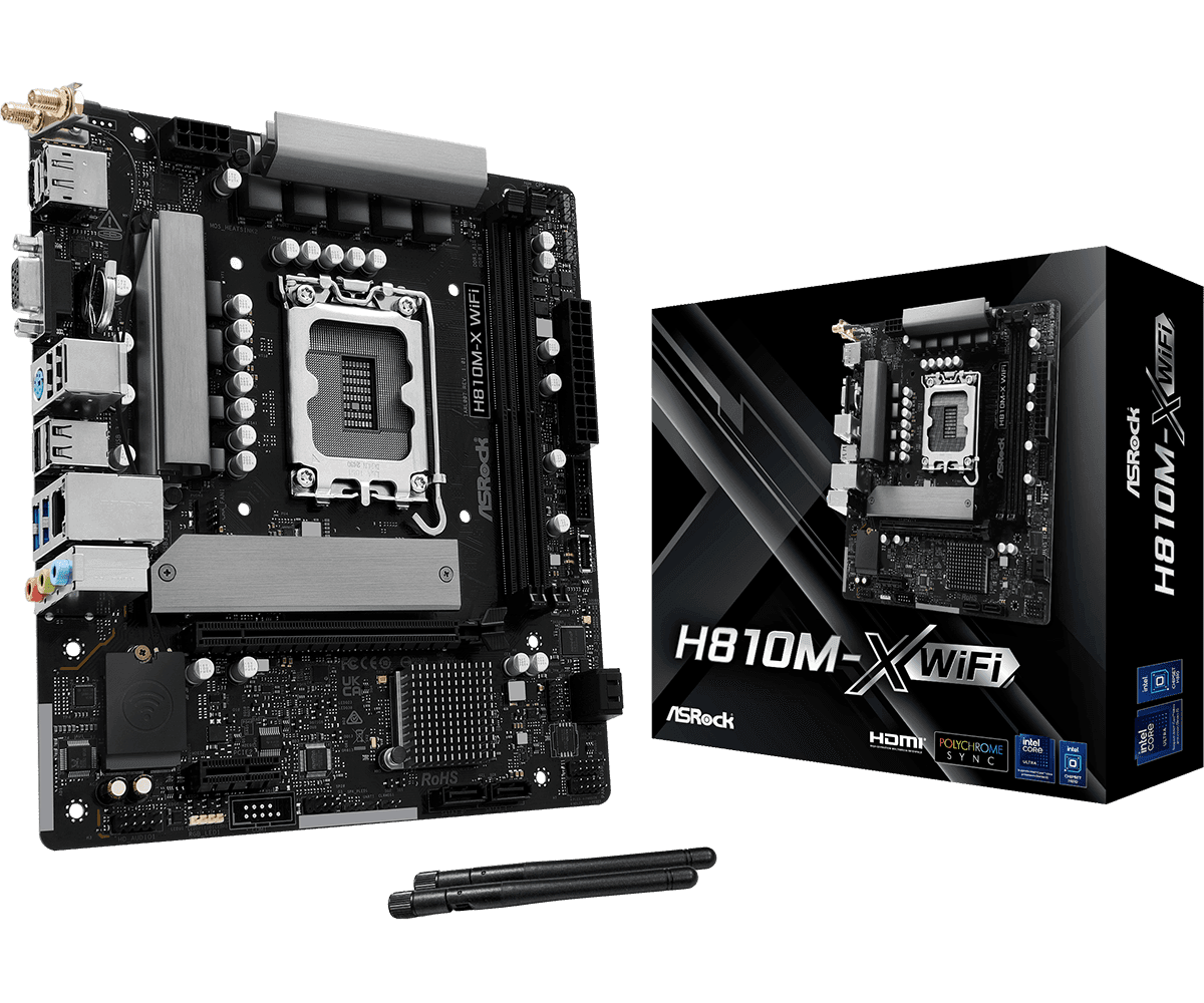 MOTHERBOARD ASROCK H810M-X WIFI LGA1851 DDR5 - mATX