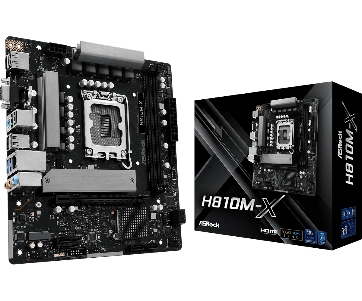 MOTHERBOARD ASROCK H810M-X LGA1851 DDR5 - mATX