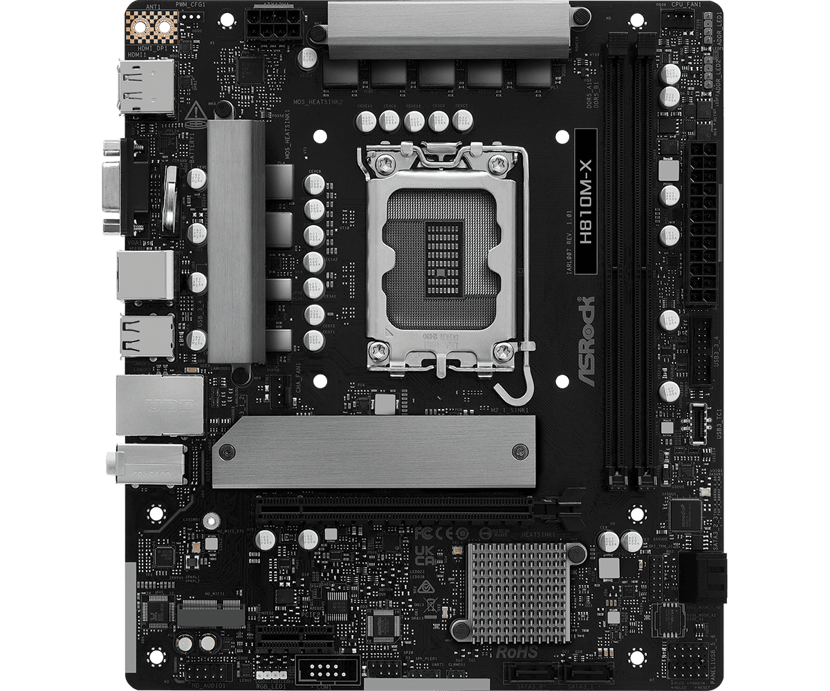 MOTHERBOARD ASROCK H810M-X LGA1851 DDR5 - mATX