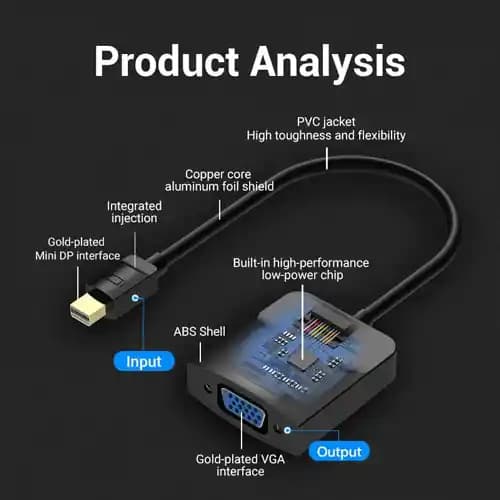 VENTION CONVERTER MINI DP TO VGA 0.15M BLACK (HBDBB)
