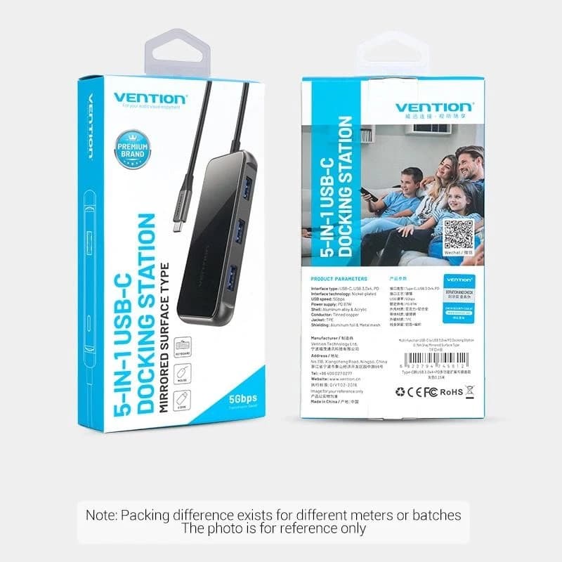 VENTION USB HUB 5-IN-1 PORT TYPE-C USB 3.0 POWER DELIVERY DOCKING STATION 0.15M - (TFDHB)
