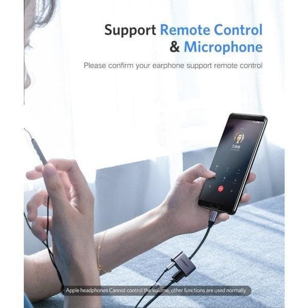 UGREEN CONVERTER SPLITTER DAC TYPE-C TO JACK 3.5MM + TYPE-C CHARGING AUDIO CALL - (60164)