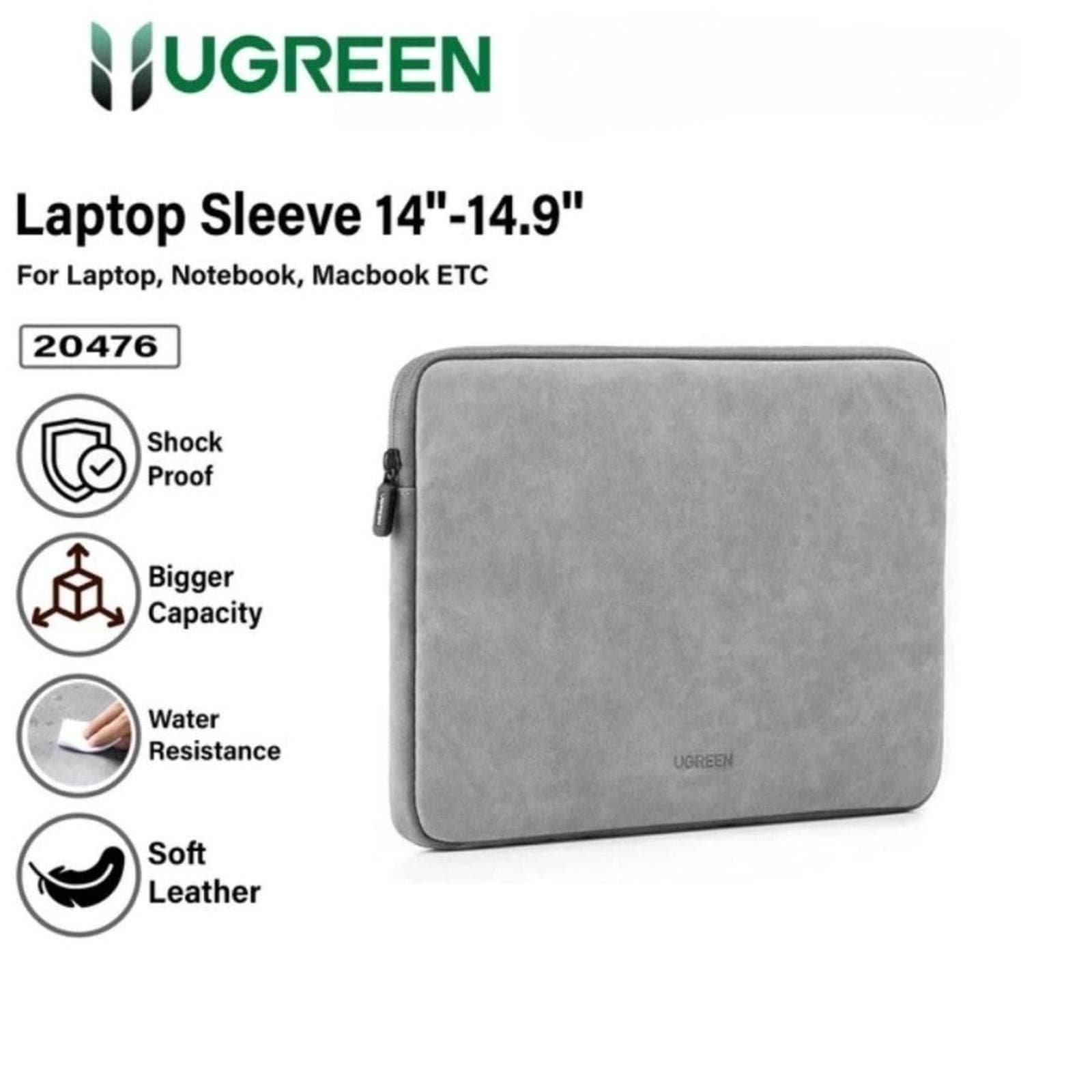 UGREEN TAS LAPTOP SLEEVE 14" LEATHER CASE STORAGE BAG FOR LAPTOP - (20476)