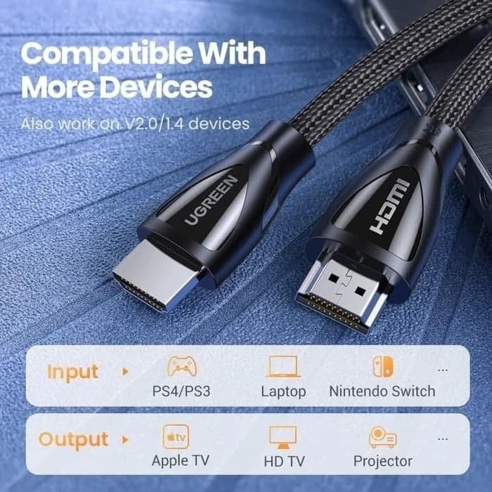 UGREEN 8K HDMI V2.1 HDR CABLE MALE TO MALE BRAIDED 1M-5M - (80401 / 80404 / 80405)