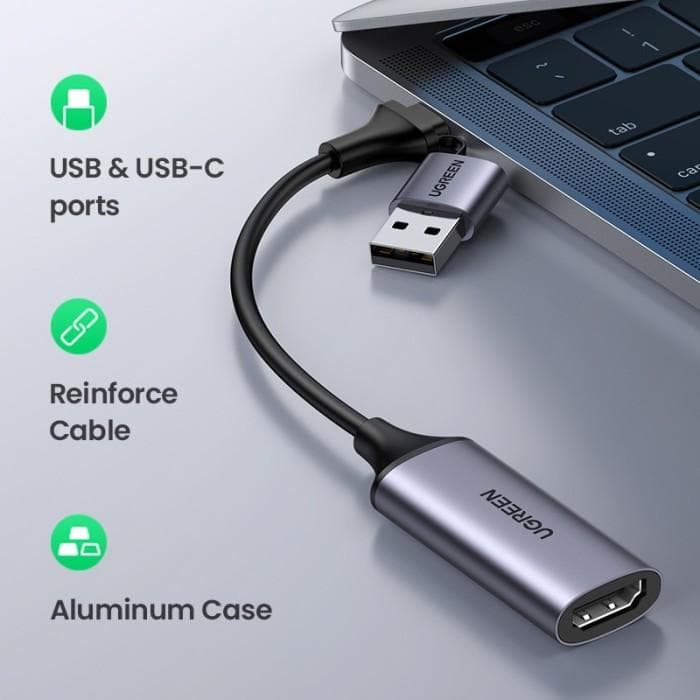 UGREEN CONVERTER CABLE HDMI 2 IN 1 VIDEO CAPTURE CARD HD 4K 60HZ - (40189)