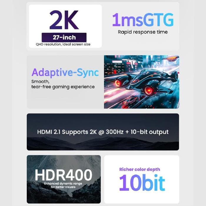 MONITOR SKYWORTH F27G67Q PRO 27″ FLAT IPS 2K (2560x1440) 300Hz HDR400 99%sRGB