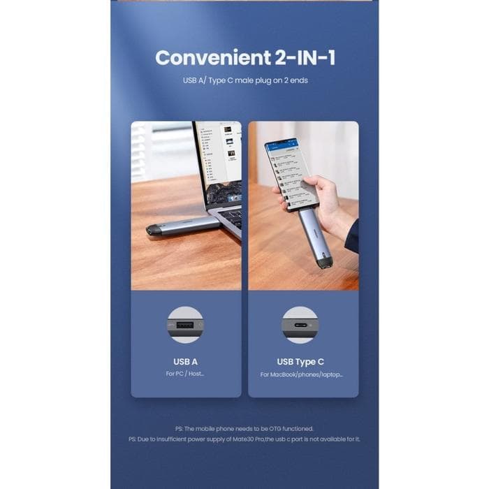 UGREEN SSD M.2  SATA ENCLOSURE NGFF USB-C 3.1 HIGH SPEED TRANSFER DATA - (10903)